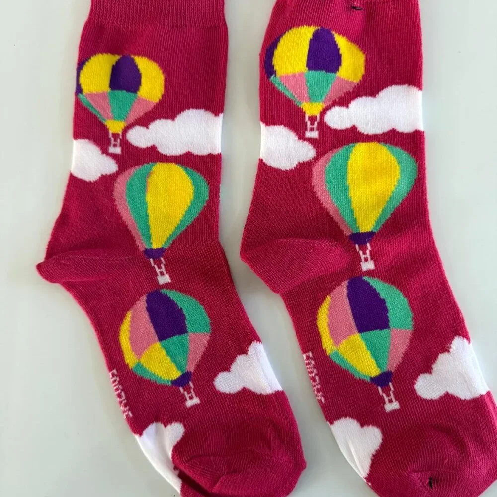 Hot Air Balloon Aircraft Sky Airborne Air Glider Clouds 2 Pairs Women's Socks